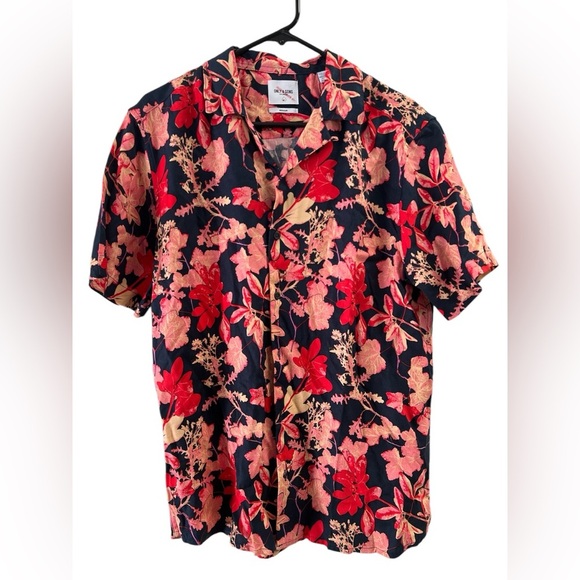 Only & sons red floral short sleeve button down shirt - Picture 1 of 4